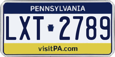 PA license plate LXT2789