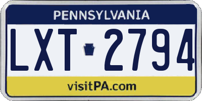 PA license plate LXT2794