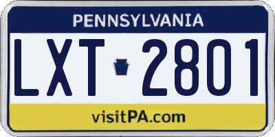 PA license plate LXT2801