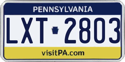 PA license plate LXT2803