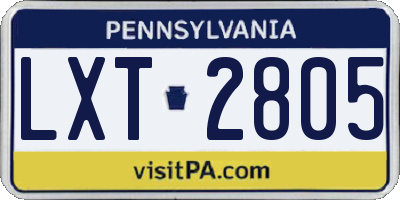 PA license plate LXT2805