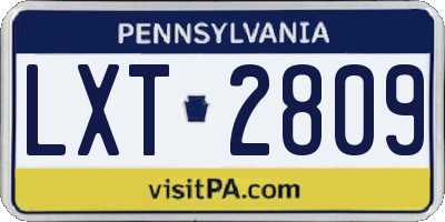PA license plate LXT2809