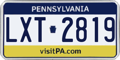 PA license plate LXT2819