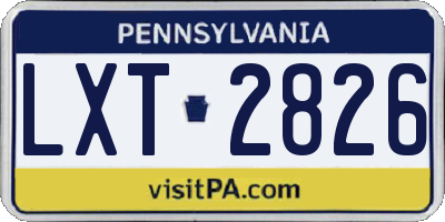 PA license plate LXT2826