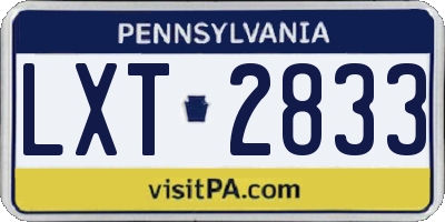 PA license plate LXT2833