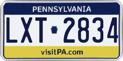 PA license plate LXT2834