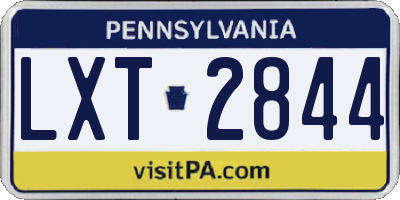 PA license plate LXT2844