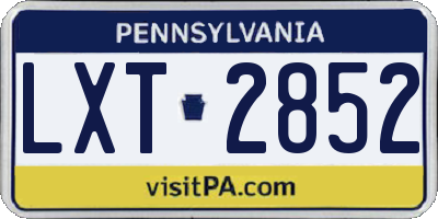 PA license plate LXT2852
