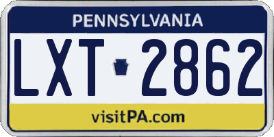 PA license plate LXT2862