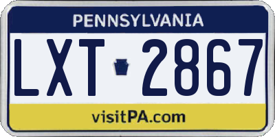 PA license plate LXT2867
