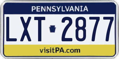PA license plate LXT2877