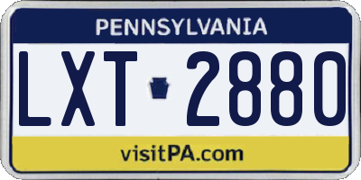 PA license plate LXT2880