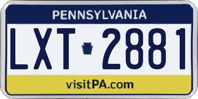 PA license plate LXT2881
