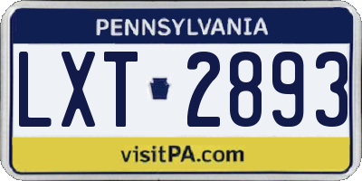 PA license plate LXT2893