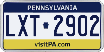 PA license plate LXT2902