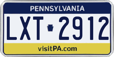PA license plate LXT2912