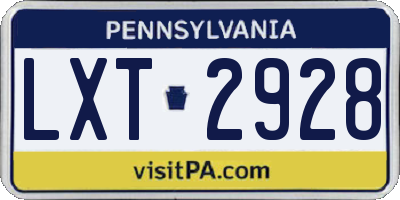 PA license plate LXT2928
