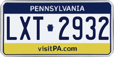PA license plate LXT2932