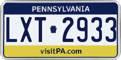 PA license plate LXT2933