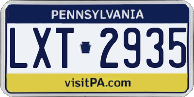 PA license plate LXT2935