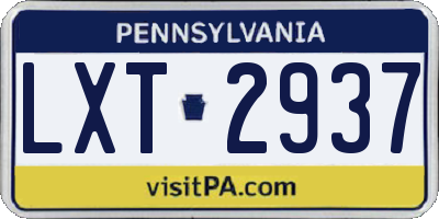 PA license plate LXT2937