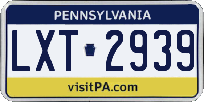 PA license plate LXT2939