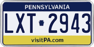 PA license plate LXT2943