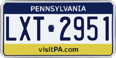 PA license plate LXT2951
