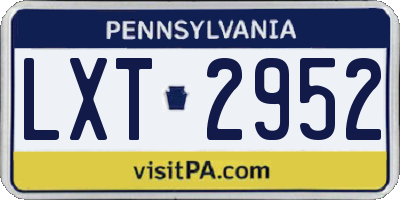 PA license plate LXT2952