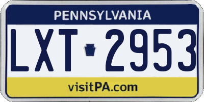 PA license plate LXT2953