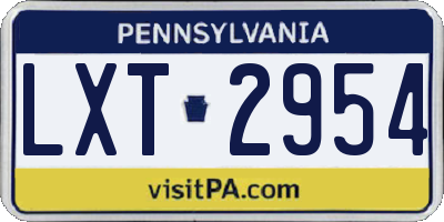 PA license plate LXT2954