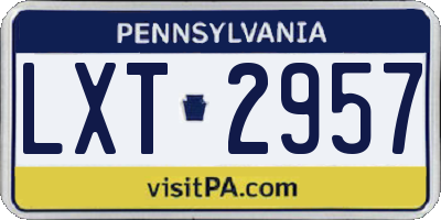 PA license plate LXT2957