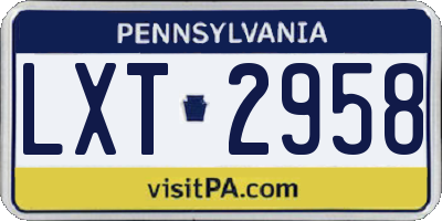 PA license plate LXT2958