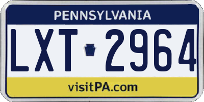 PA license plate LXT2964