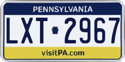 PA license plate LXT2967