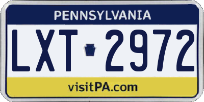 PA license plate LXT2972