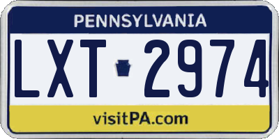 PA license plate LXT2974
