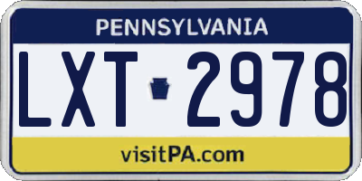 PA license plate LXT2978