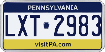 PA license plate LXT2983