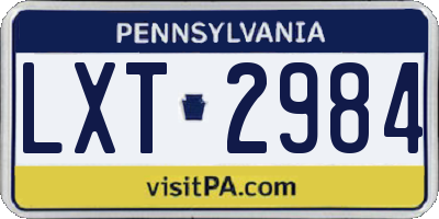 PA license plate LXT2984