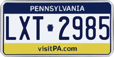 PA license plate LXT2985