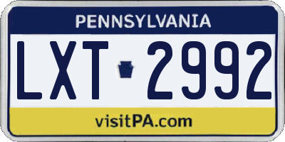PA license plate LXT2992