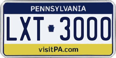 PA license plate LXT3000
