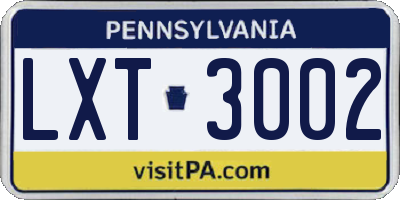 PA license plate LXT3002