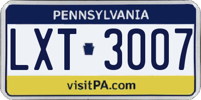 PA license plate LXT3007