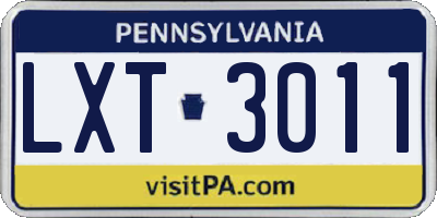 PA license plate LXT3011