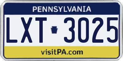 PA license plate LXT3025