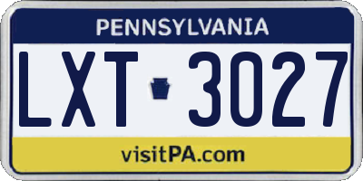 PA license plate LXT3027