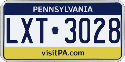 PA license plate LXT3028