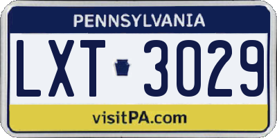 PA license plate LXT3029